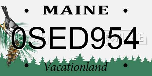 0SED954 Maine License Plate