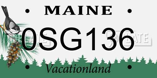 0SG136 Maine License Plate
