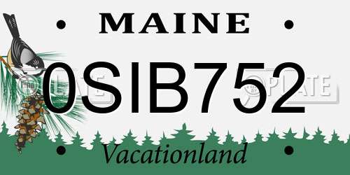 0SIB752 Maine License Plate