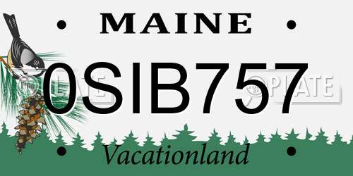 0SIB757 Maine License Plate