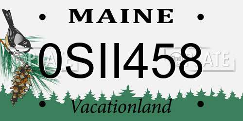 0SII458 Maine License Plate