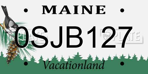0SJB127 Maine License Plate