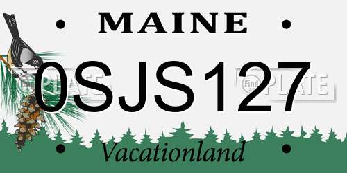 0SJS127 Maine License Plate