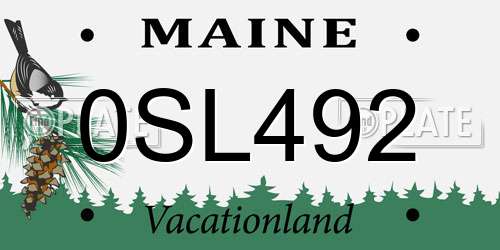 0SL492 Maine License Plate