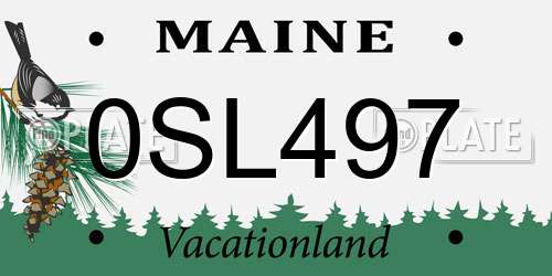0SL497 Maine License Plate