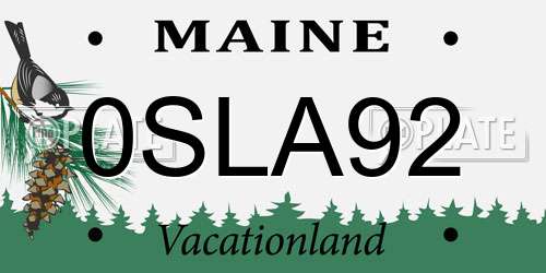 0SLA92 Maine License Plate