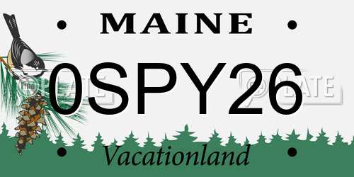0SPY26 Maine License Plate