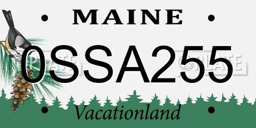 0SSA255 Maine License Plate