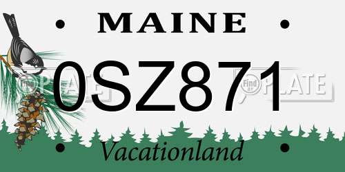 0SZ871 Maine License Plate