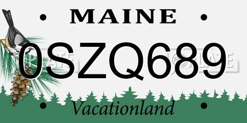 0SZQ689 Maine License Plate
