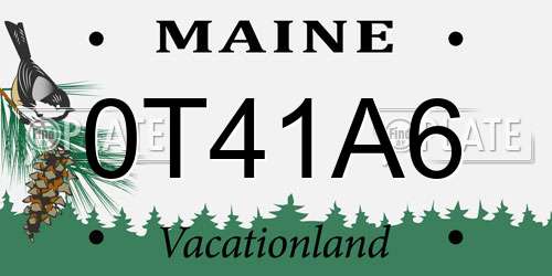 0T41A6 Maine License Plate
