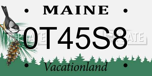 0T45S8 Maine License Plate
