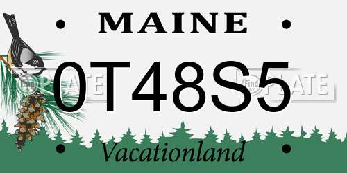 0T48S5 Maine License Plate