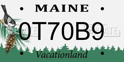 0T70B9 Maine License Plate
