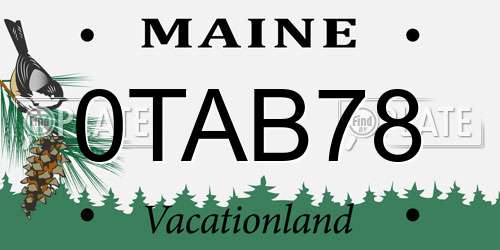 0TAB78 Maine License Plate