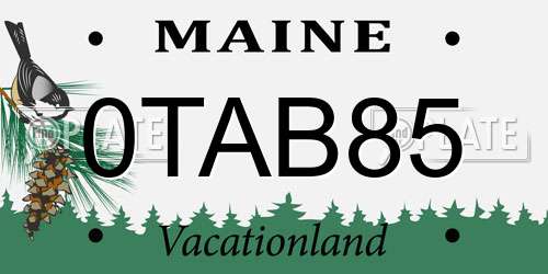 0TAB85 Maine License Plate
