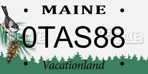 0TAS88 Maine License Plate