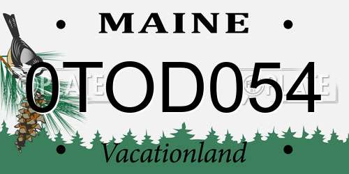 0TOD054 Maine License Plate