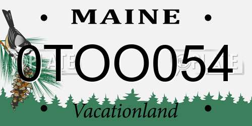 0TOO054 Maine License Plate