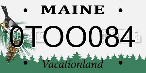 0TOO084 Maine License Plate