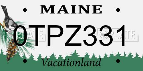 0TPZ331 Maine License Plate
