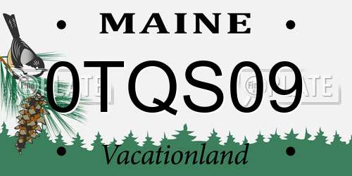 0TQS09 Maine License Plate