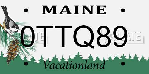 0TTQ89 Maine License Plate