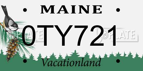 0TY721 Maine License Plate