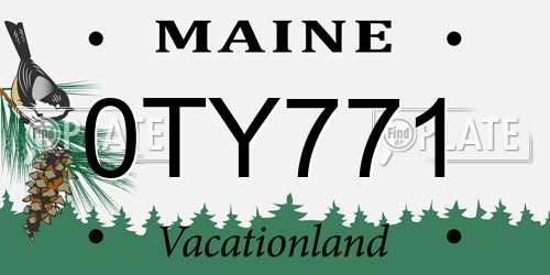 0TY771 Maine License Plate