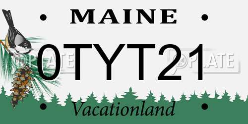0TYT21 Maine License Plate