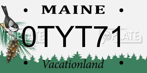 0TYT71 Maine License Plate