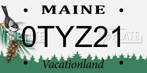 0TYZ21 Maine License Plate