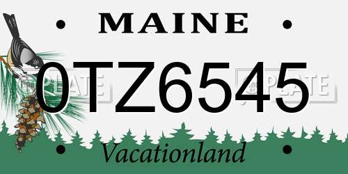 0TZ6545 Maine License Plate