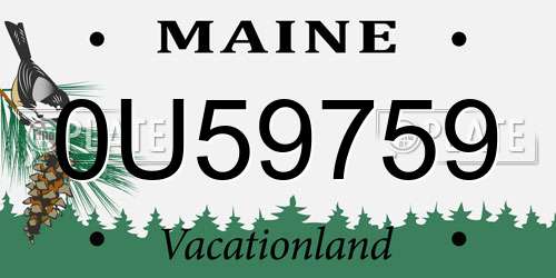0U59759 Maine License Plate