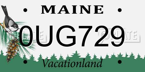 0UG729 Maine License Plate