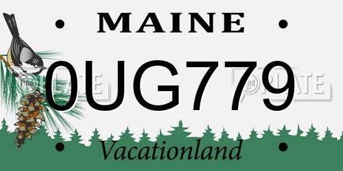 0UG779 Maine License Plate