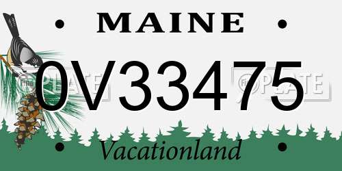 0V33475 Maine License Plate