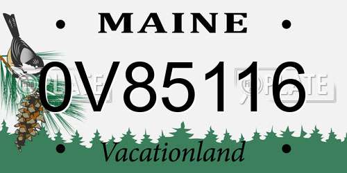 0V85116 Maine License Plate