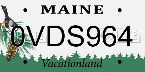 0VDS964 Maine License Plate