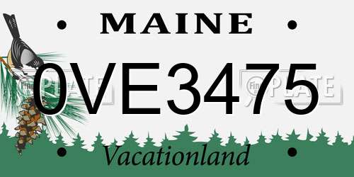 0VE3475 Maine License Plate