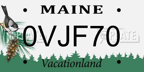 0VJF70 Maine License Plate