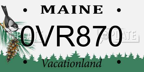0VR870 Maine License Plate