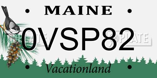 0VSP82 Maine License Plate