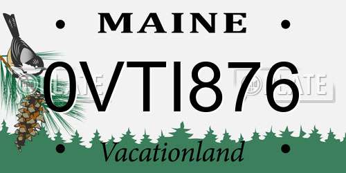 0VTI876 Maine License Plate