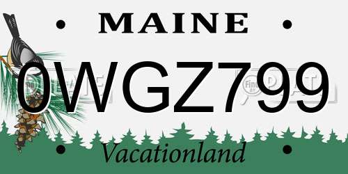 0WGZ799 Maine License Plate