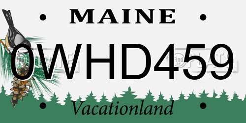 0WHD459 Maine License Plate