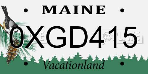 0XGD415 Maine License Plate
