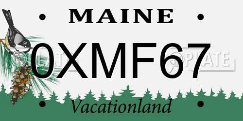 0XMF67 Maine License Plate