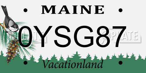 0YSG87 Maine License Plate