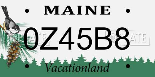0Z45B8 Maine License Plate
